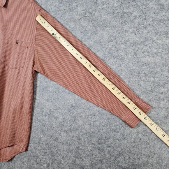 Tommy Bahama Men's 100% Silk Shirt Size M Burnt Orange Checks UNDERARM WEAR FLAW - Picture 11 of 16